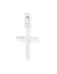 14k White Gold Thin Precious Cross Charm