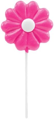 Pink Daisy Lollipops, 6 Cute Pink Daisy Shaped Pops, Great Bubblegum Flavor - Fun for Birthdays, Great for Weddings, or Gift Giving Fun, Fully Edible, Made in the USA