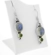 Genuine Rainbow Moonstone and Green Peridot Sterling Silver Earrings