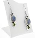 Genuine Rainbow Moonstone and Green Peridot Sterling Silver Earrings