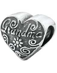 Genuine Zable (TM) Product. 925 Sterling Silver "Grandma" Heart Charm. 100% Satisfaction Guaranteed.