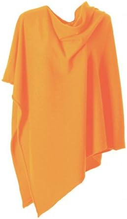 Anna Kristine 100% Cashmere Asymmetrical Poncho Wrap One Size Bright Orange
