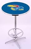 Kansas Jayhawks KU Chrome Pub Table With Foot Rest