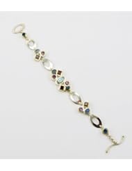 Michou Sterling Silver and Vermeil Two Tone Blue Topaz Garnet Opal and Amethyst Bracelet