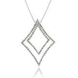 .925 Sterling Silver 1 CTW Genuine Diamond Double 2 Geometric 2 in 1 Pendant Necklace