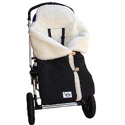 Snuggle Bub Lambs Wool Stroller Wrap Black Large