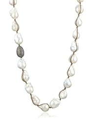 Jordan Alexander 39" White Pearl and Diamond Bead Necklace