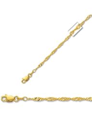 10" 14K Yellow Gold 2.1mm (0.08") Polish Diamond Cut Singapore Chain w/ Lobster Clasp