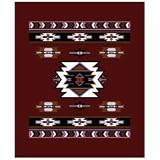 Burgundy Native American Print Blanket