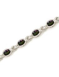 14K White Gold Oval Mystic Topaz and Diamond Bracelet