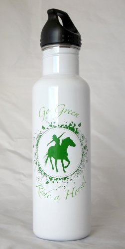 stainless steel water bottle with unique go green design white with green design cheap price
