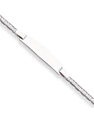 14K White Gold Polished Anchor Link ID Bracelet - 8 Inch