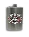8 oz. Stainless Steel Hip Flask with Funnel Gift Set : Pirate Skull and Crossed Swords