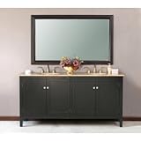 Virtu USA Alicante 72 Inch Double Sink Bathroom Vanity w/ Travertine Top