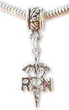 Registered Nurse RN Sterling Silver Charm Bead for European Bead Bracelets