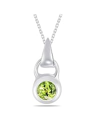 0.34 Cts Peridot Solitaire Pendant in Silver
