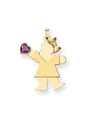 14k Yellow Gold Girl with CZ June Birthstone Charm