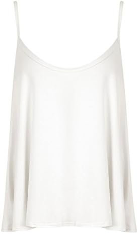 Womens Ladies Plain Plus Size Sleeveless Swing Vest Strap Cami Camisole Tank Top - CREAM - UK 20/22(XXL) - (95% Polyester and 5% Elastane)