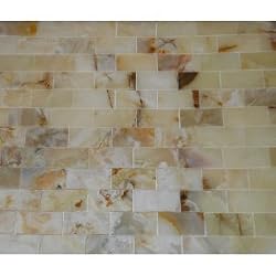 4x4 Small Sample of 2x4 Rustic White Onyx Polished Mosaic Tiles