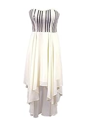 Chiffon Flowy Sequined High-Low-Hem  Dress