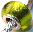 Murano Style Glass Silver Foil Lampwork Bead Fits Pandora Lime Green, 14mm (3)