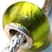 Murano Style Glass Silver Foil Lampwork Bead Fits Pandora Lime Green, 14mm (3)