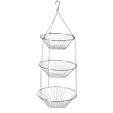 3 TIER WIRE chrome HANGING storage Basket KITCHEN NEW
