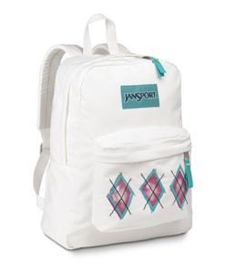 jansport superbreak deluxe backpack pink blue argyle  more detail click!