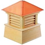 Good Directions 2118M Wood Manchester Louvered Cupola with Hip Style Copper Roof and Smooth Base, 18-Inch Square 22-Inch High