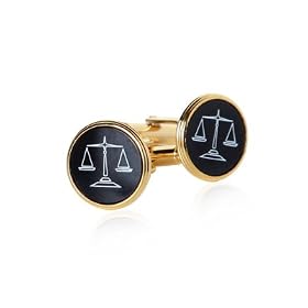 Gold Plated Cufflinks with Attorney Scales of Justice Set Black Onyx with Presentation Box