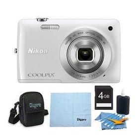 Nikon COOLPIX S4300 16MP 3-inch Touch Screen Digital Camera White Bundle