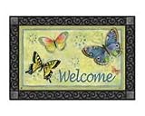 Garden Water Features & Outdoor Fountains item: Flutter Butterfly Welcome Indoor Outdoor Mat