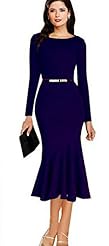 Belted Mermaid Polyester Long Sleeves Club Dress/Evening Dress/Prom Dress/Party Dress 