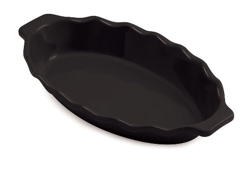 Silicone Solutions Oval Baker with Ruffled Edge, Black