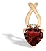 14K Yellow Gold Genuine Heart Garnet and Diamond Pendant