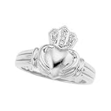 14K White Gold Ladies' Claddagh Diamond Ring