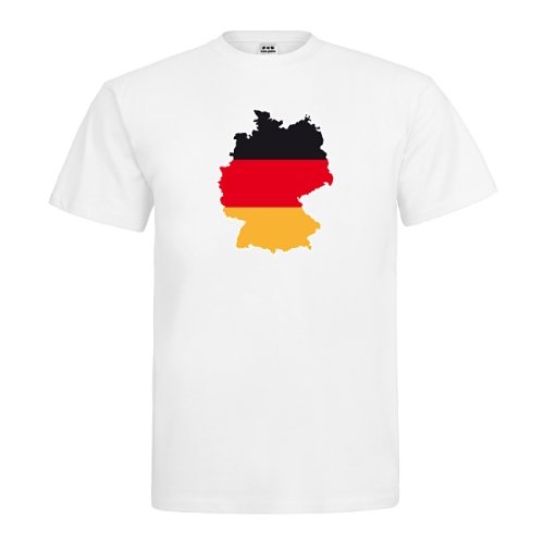 T-Shirt – Deutschlandkarte Schwarz Rot Gold – Textil white / Größe L
