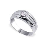 Nickel Free Sterling Silver Round Shape Clear Cubic Zirconia Rhodium Plated High Polish & Satin Finish 4mm Mens Band Ring Size 9, 10, 11, 12, 13