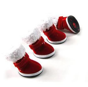 Christmas Red Boots With Warm Nap, Set Of 4, Outdoor Walking, XSmall