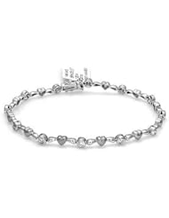 14k Solid White Gold 0.24cttw Diamond Heart Bracelet
