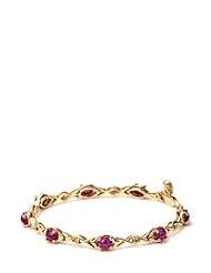 5.58 Carat Genuine Ruby and 0.12 ct. t.w. Genuine Diamond 14K Gold Plated Sterling Silver Bracelet