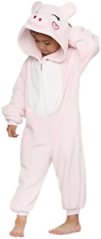 Anim-Unisex Kigurumi Pajamas Kids Costume Animal Pyjamas-pink pig-L