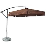 10 Foot Brown Offset Umbrella with Sand Base Deck Patio by Buyers Choice USA