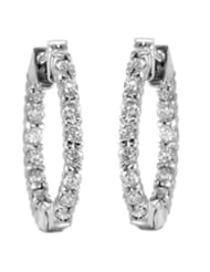 1.60 Ct Round Diamond Inside/Outside Hoop Earrings in 14 kt. Clip Mounts