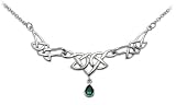 Celtic Tryptich Necklace in Emerald Crystal and Sterling Silver