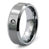 8mm Tungsten Carbide Diamond Ring (0.05ctw) GH/SI with Wood Box