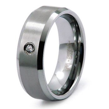 Childrens Toyshop  Jewelry : 8mm Tungsten Carbide Diamond Ring (0.05ctw) GH/SI with Wood Box