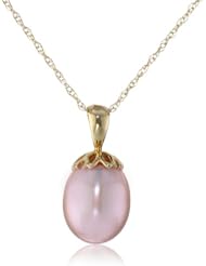 10k Yellow Gold or White Gold 8.0-8.5mm Freshwater Cultured Pearl Pendant Necklace, 17"