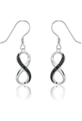 Sterling Silver Single Black Diamond Infinity Figure 8 Earrings