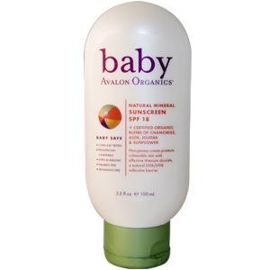 Avalon Organics Baby Natural Mineral Sunscreen, SPF 18 , 3.5 Fluid Ounces (100 ml)